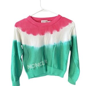 Moncler Vibrant Pink and Green Crew Neck Sweater